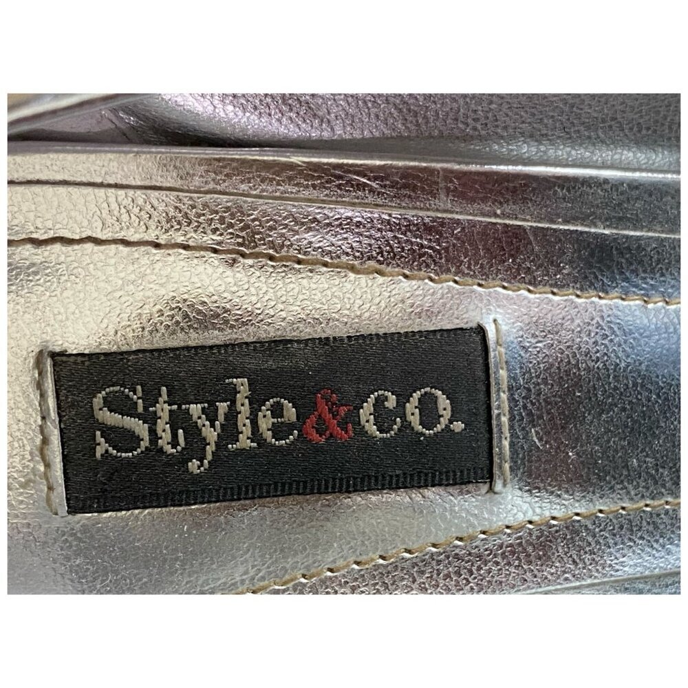 Style & Co. "Freckles" Peep Toe Metallic Heels Formal Special Occasion SZ 6.5 - Picture 3 of 12